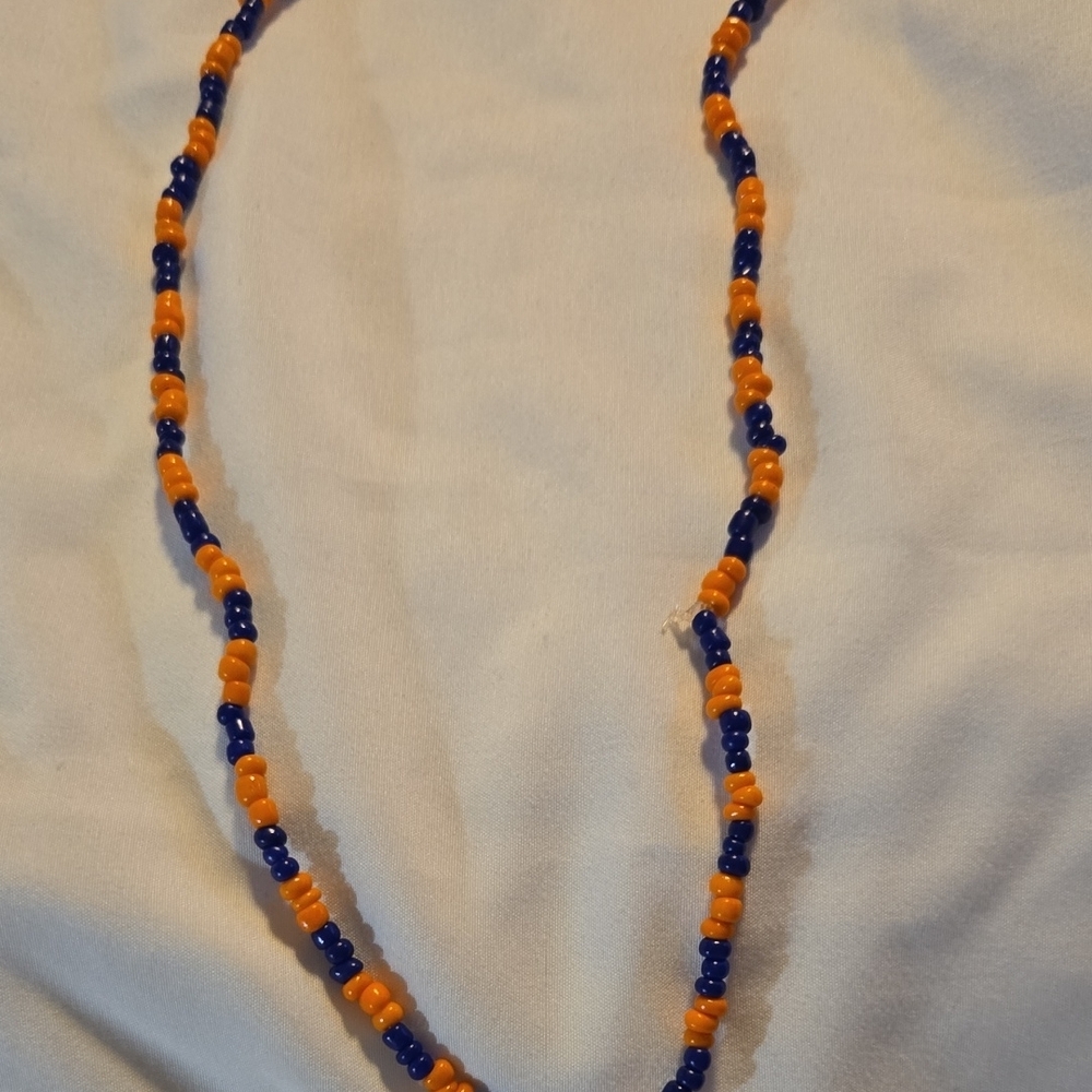 Blue and Orange Beaded Necklace